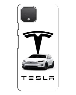 Чехол для Google Pixel 4 XL с картинкой «Tesla White Style»