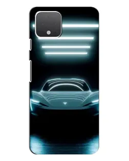 Чехол для Google Pixel 4 XL с картинкой «Tesla в неоне»