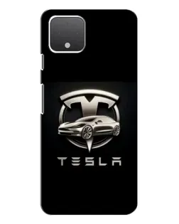 Чехол для Google Pixel 4 XL с картинкой «Tesla — серебристое авто»