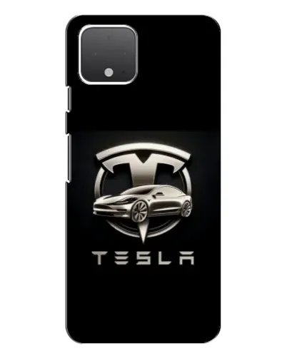 Чехол для Google Pixel 4 XL с картинкой «Tesla — серебристое авто»