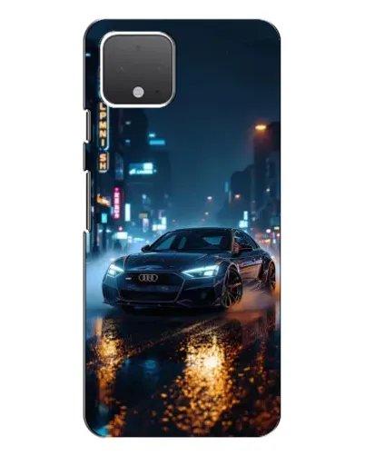 Чехол для Google Pixel 4 XL с картинкой «Ночной город и Audi»
