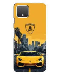 Чехол для Google Pixel 4 XL с картинкой «Желтый Lamborghini город»