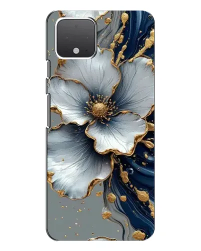 Чехол для Google Pixel 4 XL с картинкой «Белый цветок и золотой флюид»
