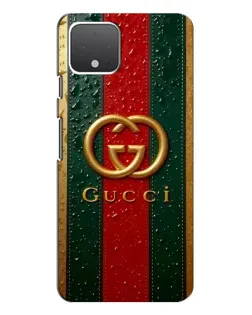 Чехол для Google Pixel 4 с картинкой «Gucci — фирменная полоса и золото»