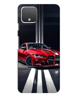 Чехол для Google Pixel 4 с картинкой «Красная BMW на дороге»