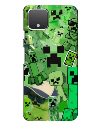 Чехол для Google Pixel 4 с картинкой «Криперы Minecraft»
