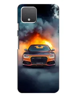 Чехол для Google Pixel 4 с картинкой «Audi в огненном дыму»