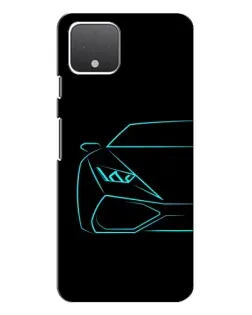 Чехол для Google Pixel 4 с картинкой «Голубой силуэт Lamborghini»