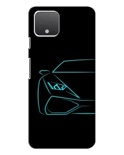 Чехол для Google Pixel 4 с картинкой «Голубой силуэт Lamborghini»