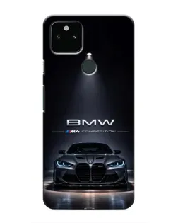 Чехол для Google Pixel 4a 5G с картинкой «BMW сквозь ночной город»