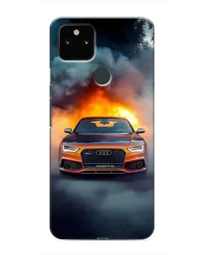 Чохол для Google Pixel 4a 5G з картинкою «Audi у вогняному диму»