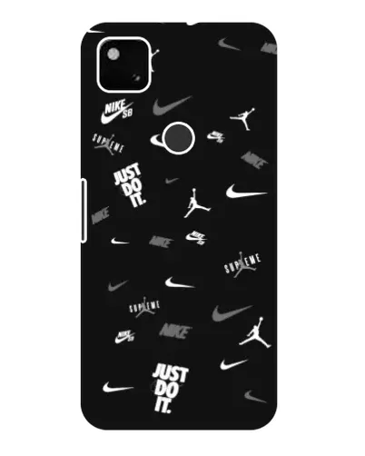 Чехол для Google Pixel 4a с картинкой «Nike Black Pattern»