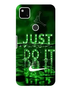 Чехол для Google Pixel 4a с картинкой «Зеленый неоновый Nike»