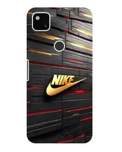 Чехол для Google Pixel 4a с картинкой «Золотой Nike на металле»