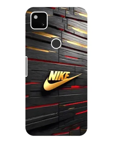 Чехол для Google Pixel 4a с картинкой «Золотой Nike на металле»