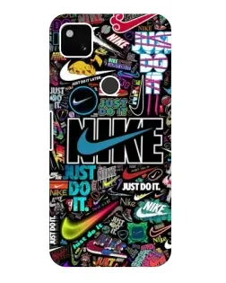 Чехол для Google Pixel 4a с картинкой «Яркий коллаж Nike»