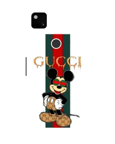 Чехол для Google Pixel 4a с картинкой «Микки Маус Gucci — полосы»