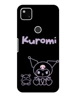 Чехол для Google Pixel 4a с картинкой «Kuromi — черный минимализм»