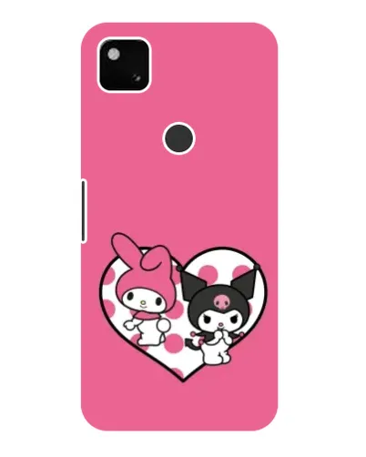 Чехол для Google Pixel 4a с картинкой «Kuromi и My Melody»
