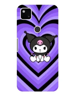 Чехол для Google Pixel 4a с картинкой «Kuromi и фиолетовые сердца»