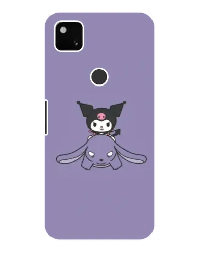 Чехол для Google Pixel 4a с картинкой «Kuromi на лиловом фоне»