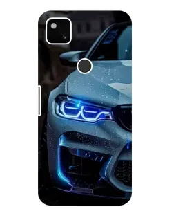 Чехол для Google Pixel 4a с картинкой «Взгляд BMW с синими фарами»