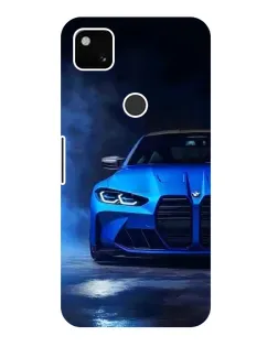 Чехол для Google Pixel 4a с картинкой «Голубая BMW M4»