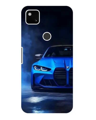 Чехол для Google Pixel 4a с картинкой «Голубая BMW M4»