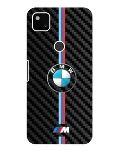 Чехол для Google Pixel 4a с картинкой «Эмблема BMW и карбон»
