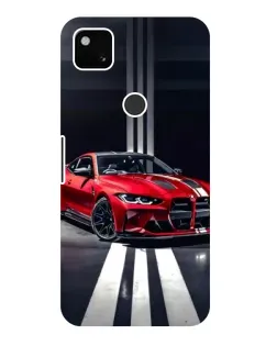 Чехол для Google Pixel 4a с картинкой «Красная BMW на дороге»