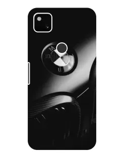 Чехол для Google Pixel 4a с картинкой «Эмблема BMW — макро»
