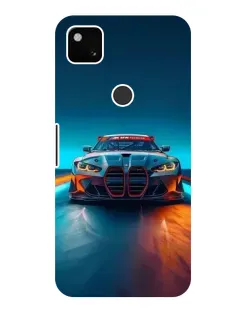 Чехол для Google Pixel 4a с картинкой «BMW — огни неона»