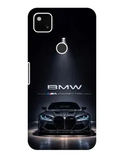 Чехол для Google Pixel 4a с картинкой «BMW сквозь ночной город»