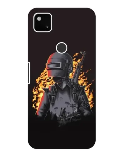 Чехол для Google Pixel 4a с картинкой «PUBG — огненный силуэт»