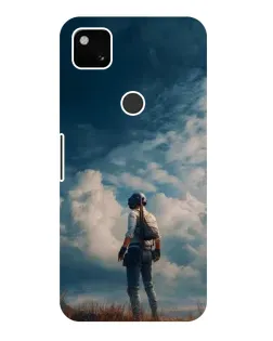 Чехол для Google Pixel 4a с картинкой «Герой PUBG на скале»