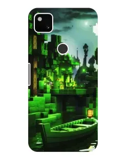 Чехол для Google Pixel 4a с картинкой «Minecraft лесной пейзаж»