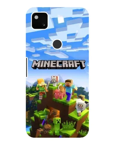 Чехол для Google Pixel 4a с картинкой «Minecraft классический мир»