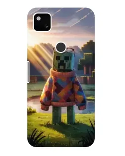 Чехол для Google Pixel 4a с картинкой «Крипер в свитере»