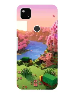 Чехол для Google Pixel 4a с картинкой «Розовое дерево Minecraft»