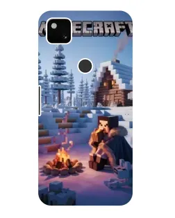 Чехол для Google Pixel 4a с картинкой «Зимний Minecraft»