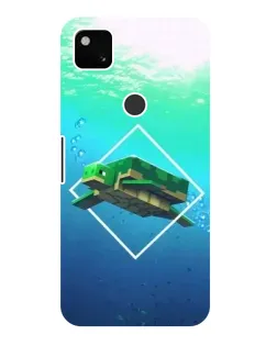 Чехол для Google Pixel 4a с картинкой «Черепаха Minecraft»