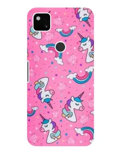 Чехол для Google Pixel 4a с картинкой «Unicorn паттерн розовый»