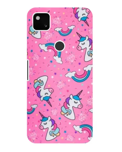 Чехол для Google Pixel 4a с картинкой «Unicorn паттерн розовый»