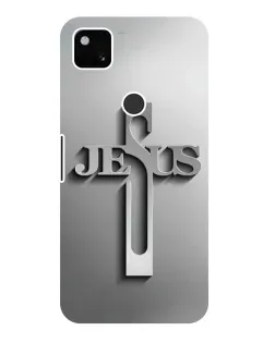 Чохол для Google Pixel 4a з картинкою «Металевий хрест Jesus»