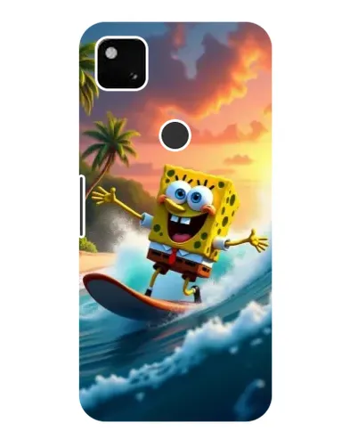 Чехол для Google Pixel 4a с картинкой «Губка Боб серфингист»