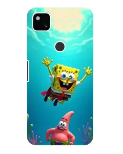 Чехол для Google Pixel 4a с картинкой «Спанч Боб под водой»