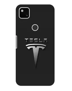 Чехол для Google Pixel 4a с картинкой «Стальной логотип Tesla»