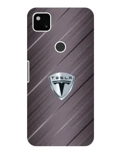 Чехол для Google Pixel 4a с картинкой «Металлическая текстура Tesla»