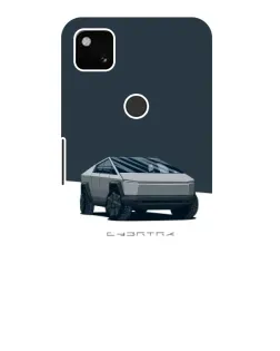 Чехол для Google Pixel 4a с картинкой «Серебристый Cybertruck Tesla»