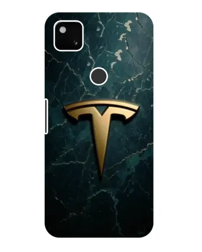 Чехол для Google Pixel 4a с картинкой «Мраморная Tesla Gold»